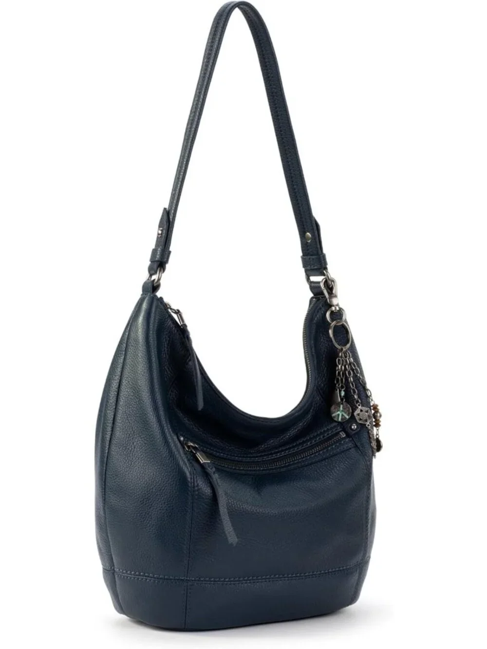 Large Slouchy Leather Hobo Bag with Zip Pocket - Stylish Shoulder Purse